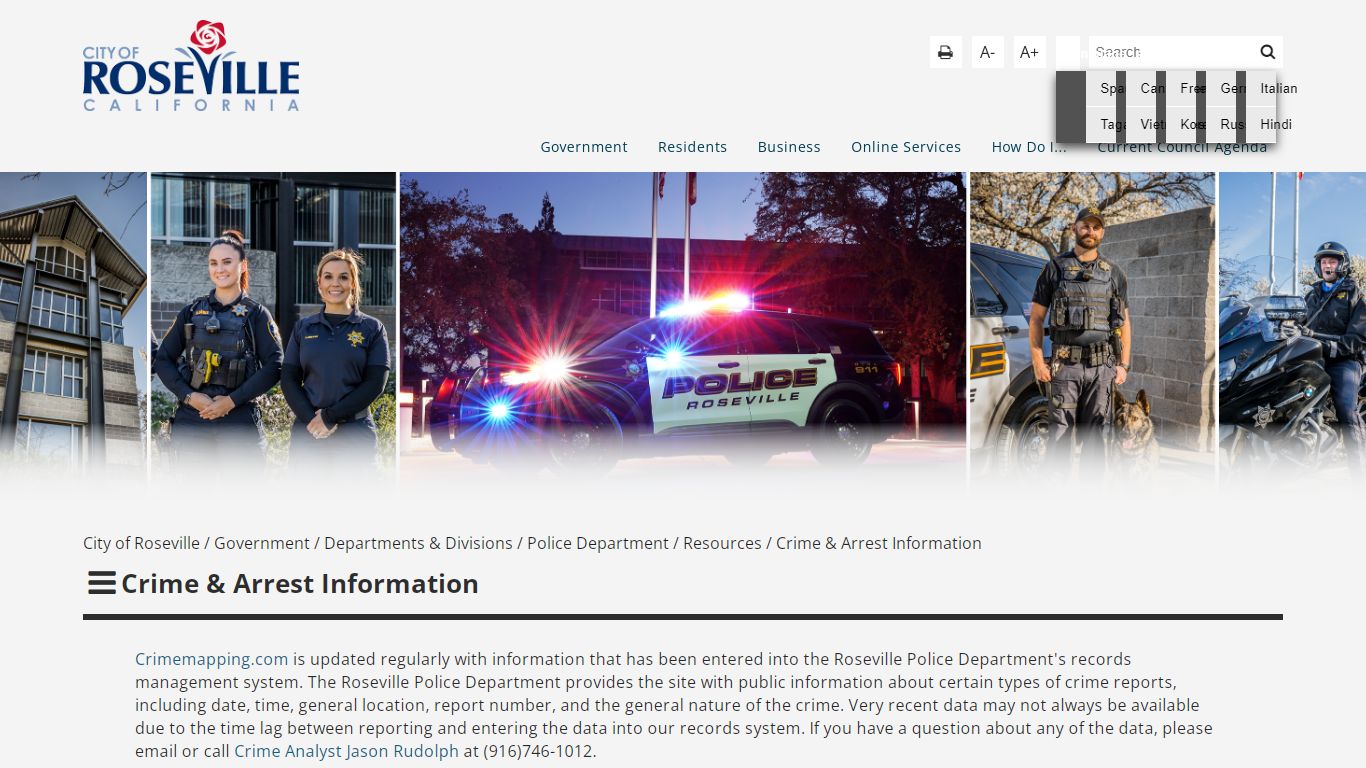 Crime & Arrest Information - City of Roseville